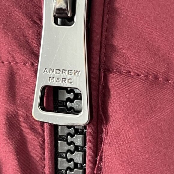 Andrew Marc Red Puffer Jacket with Hood and Quilted Design - Picture 3 of 11